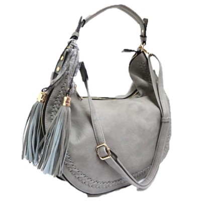 5851-GREY VEGAN LEATHER PURSE